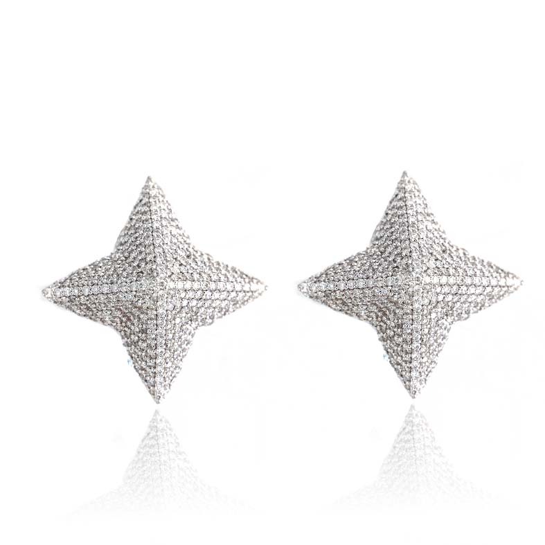 Large Pavè Pyramid Earrings