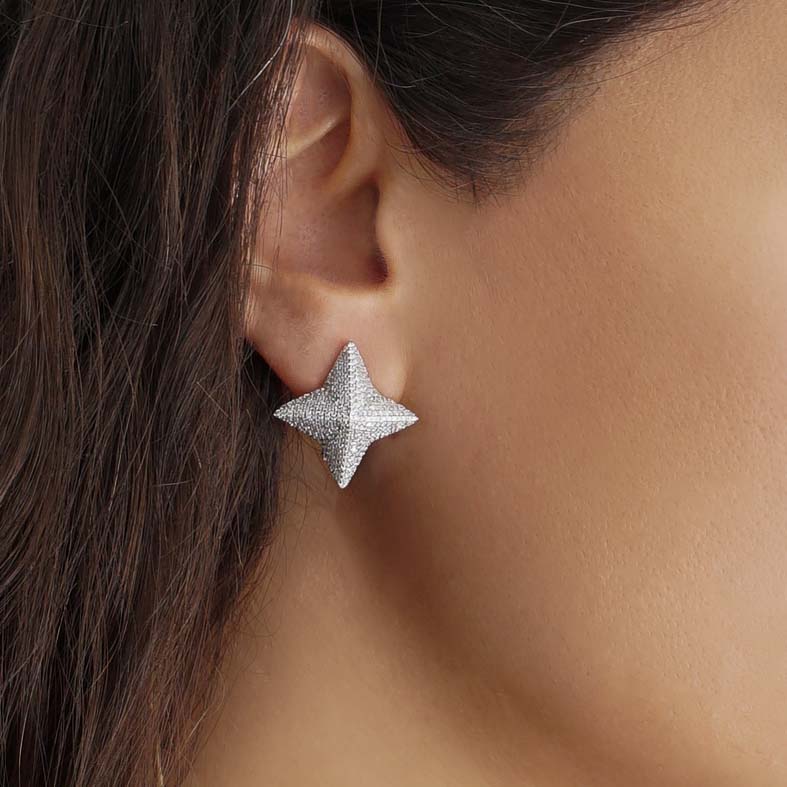 Large Pavè Pyramid Earrings