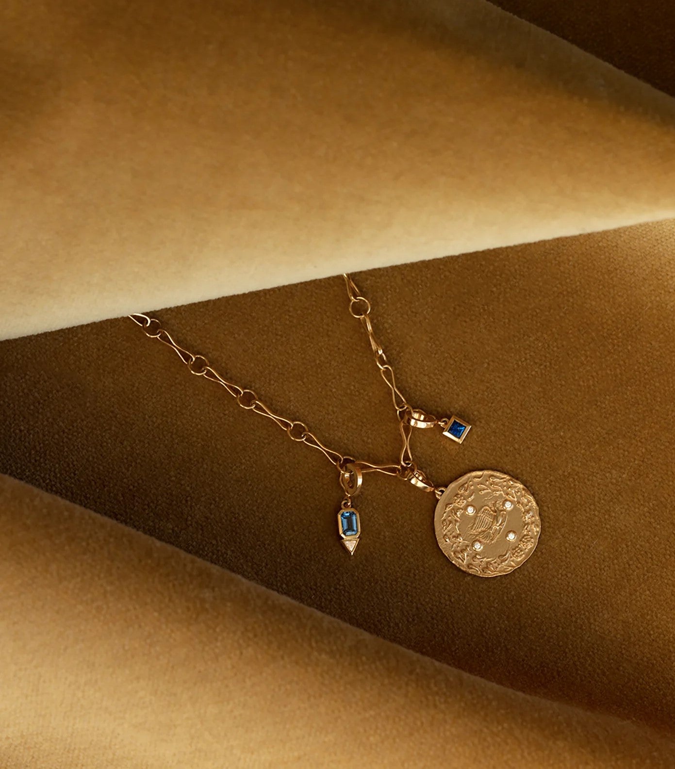 Sapphire & Trillion Diamond Charm