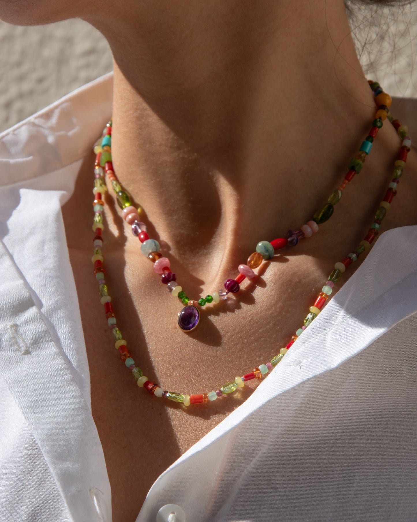 Unique Necklace with One Gemstone Drop
