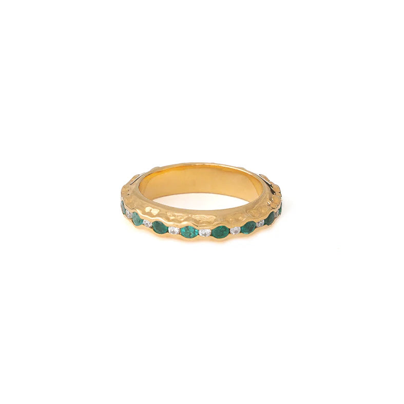 Emerald & Diamond Hula Pinky Ring