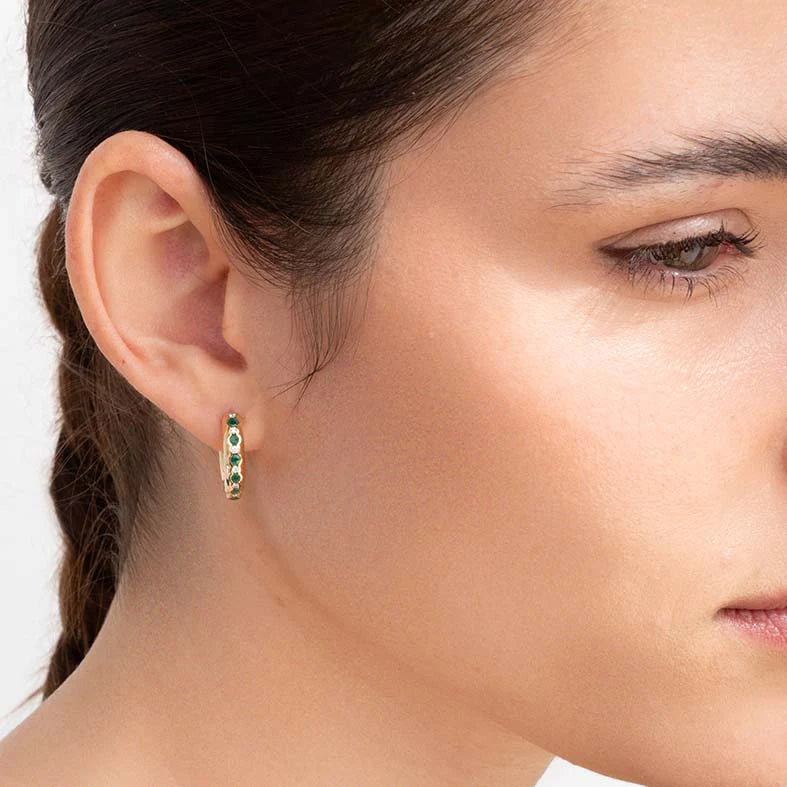 Emerald & Diamond Hula Earrings