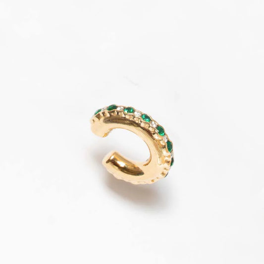 Emerald & Diamond Hula Mid Ear Cuff