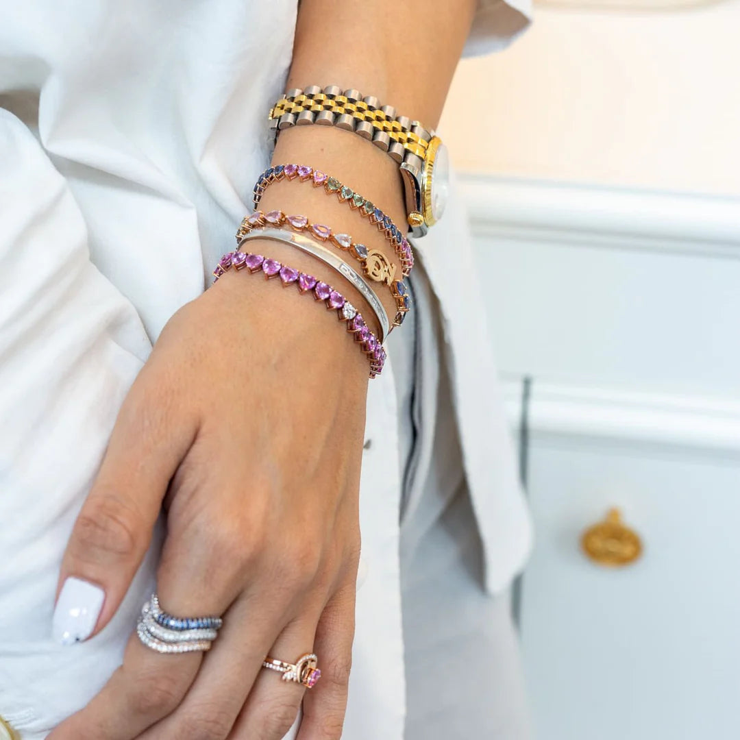 Multi Colored Heart Sapphire Bracelet