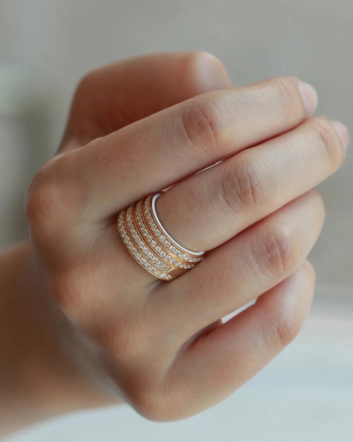 DIAMONDS & WHITE ENAMEL RING