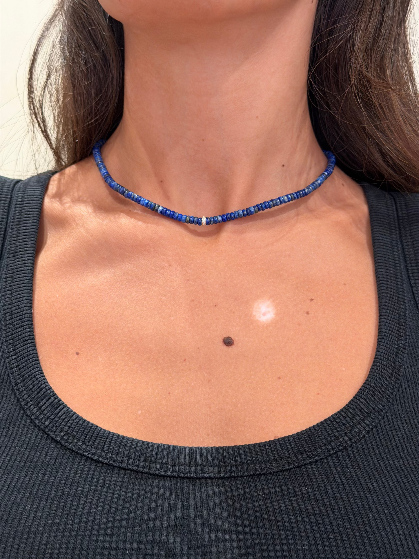 Tiny Diamond Lapis necklace