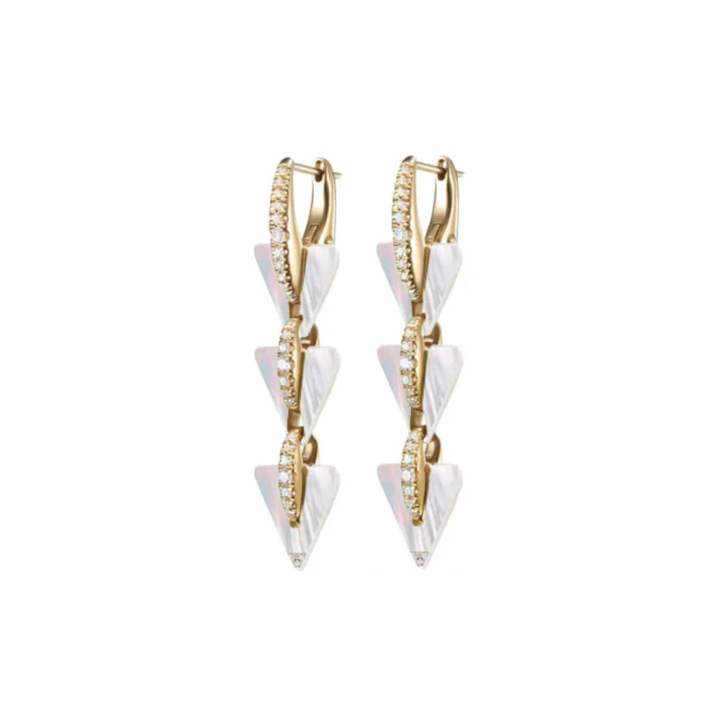Edges of Nature Earrings – diamonds with white mother of pearl
