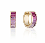 Load image into Gallery viewer, Voyage Intuition Pink Sapphire Ombre Baguette Huggies
