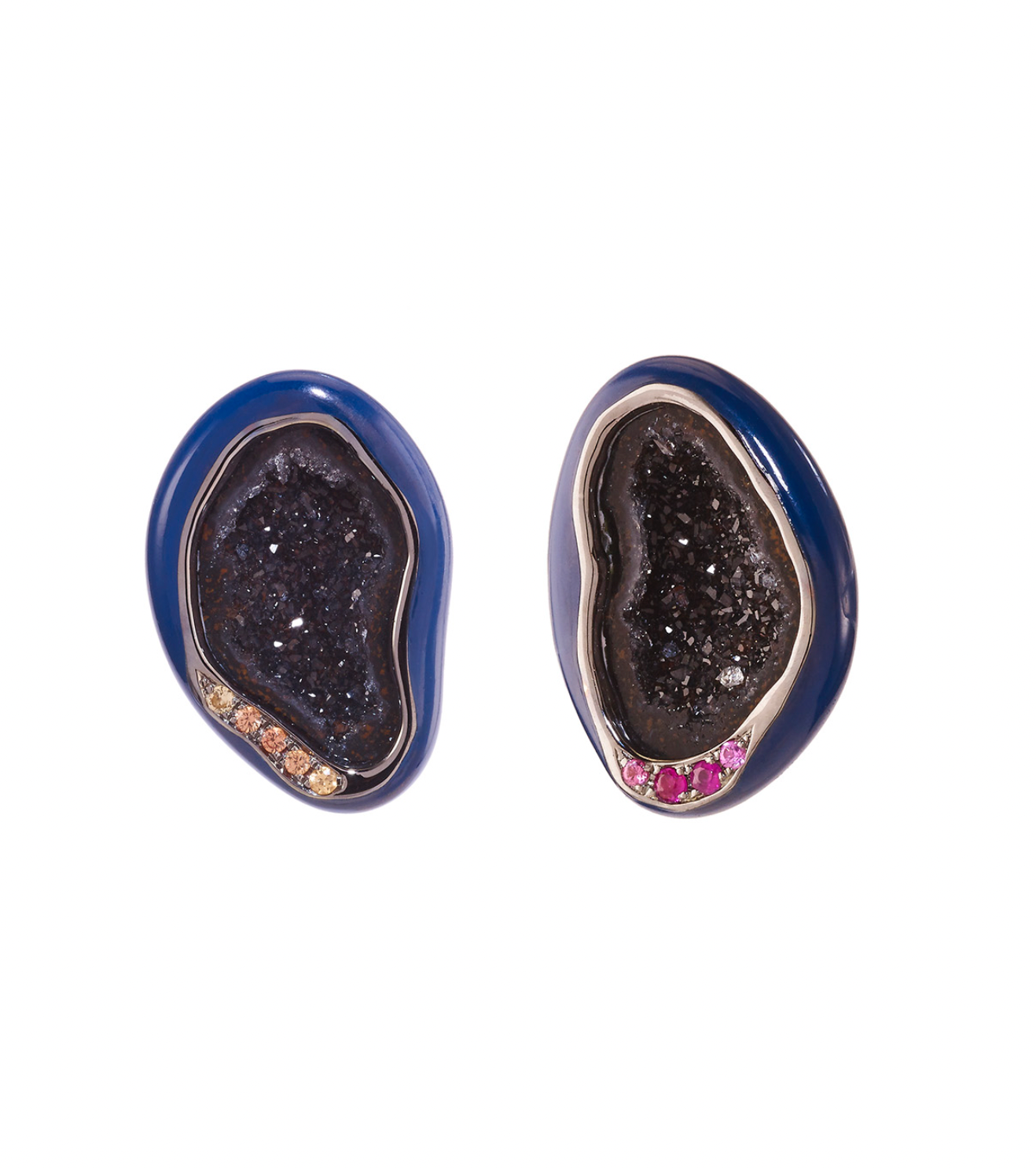 Midnight Enamel Geode Stud Earrings
