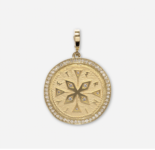 Compass Large Pave Coin Charm