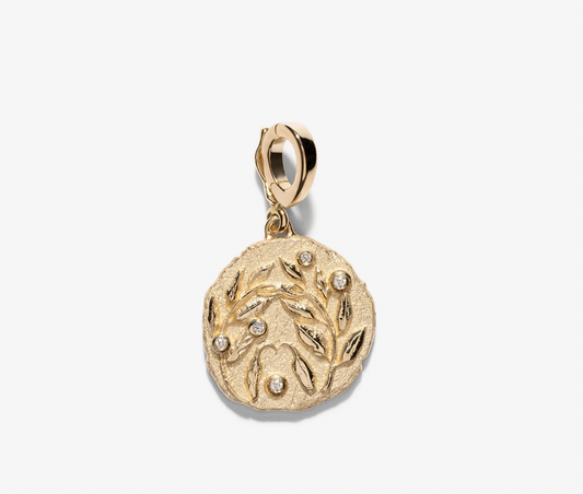 Olive Branch Small Coin with Diamonds