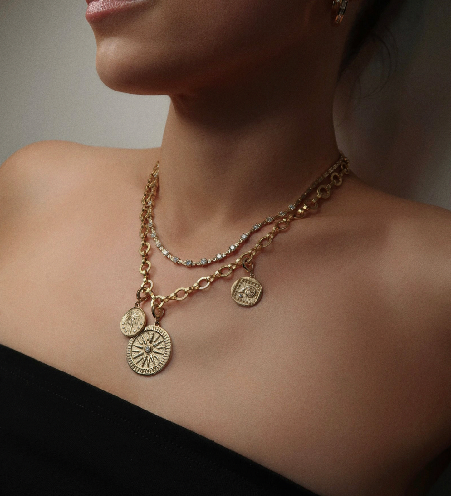 Sunburst Large Diamond Coin Charm