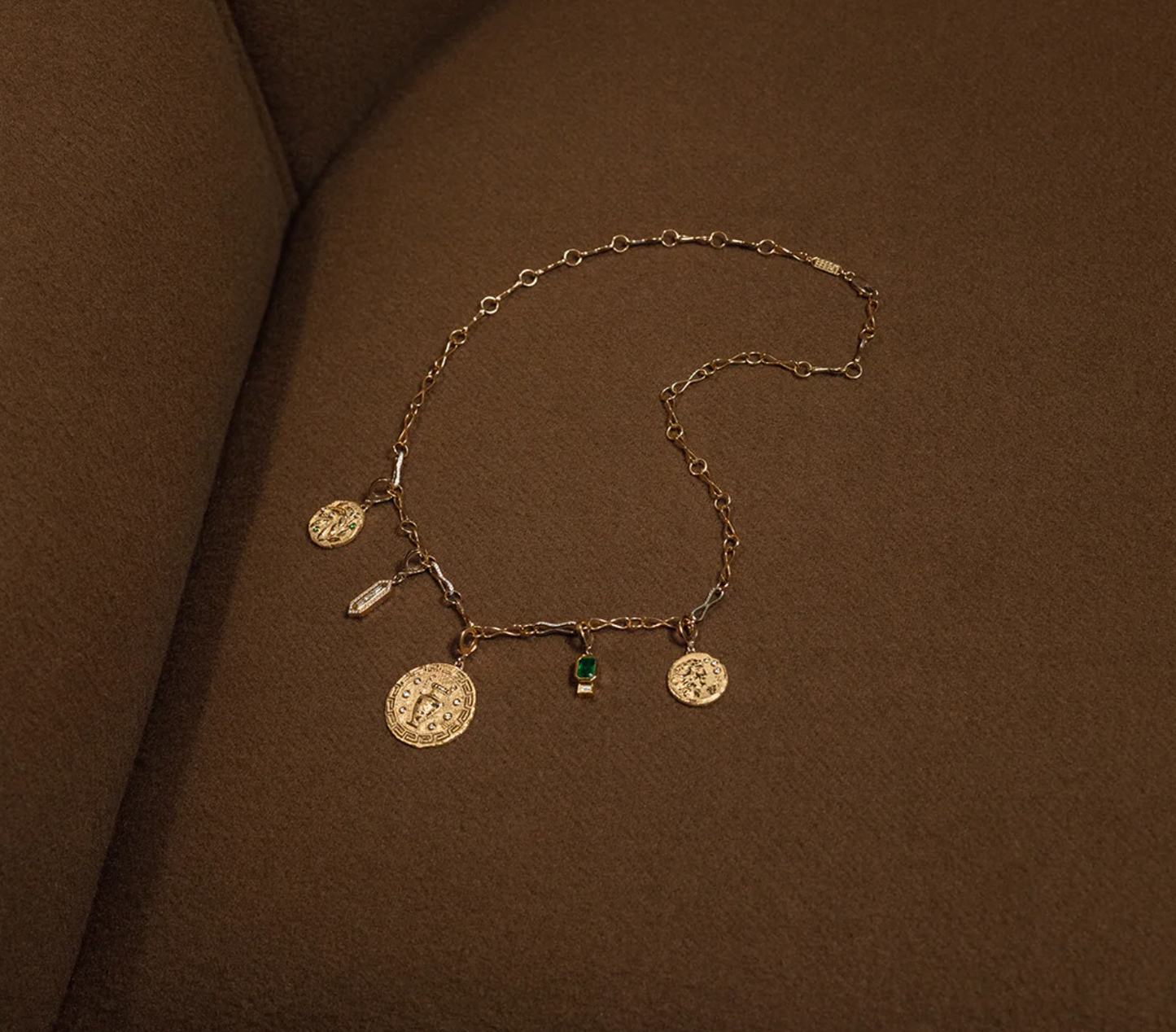 Olive Branch Small Coin with Diamonds