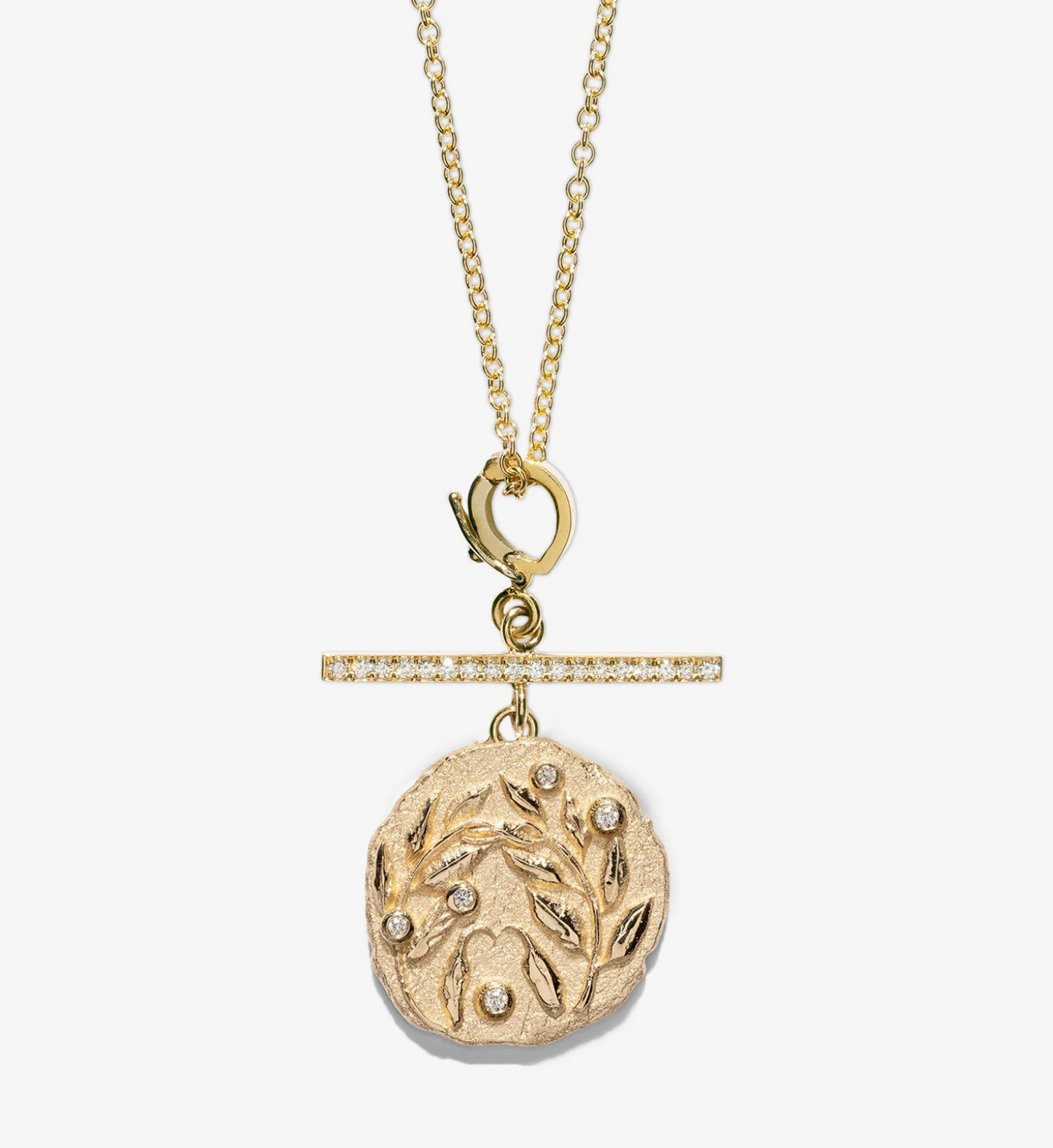 Olive Branch Small Coin with Diamonds