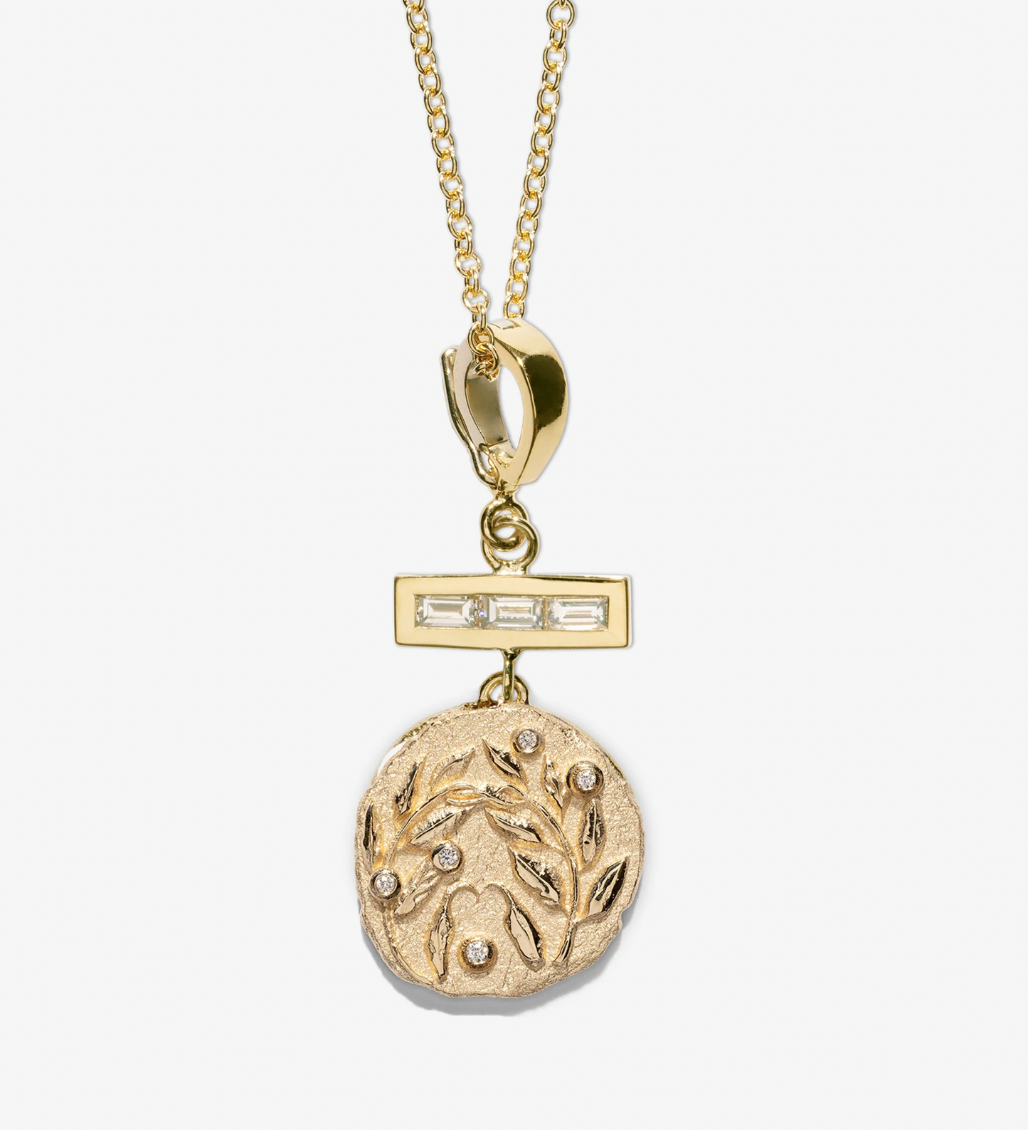 Olive Branch Small Coin with Diamonds