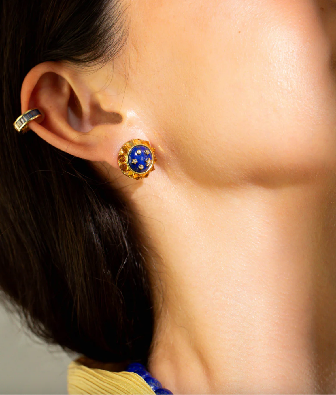 Flare Lapis Button Studs