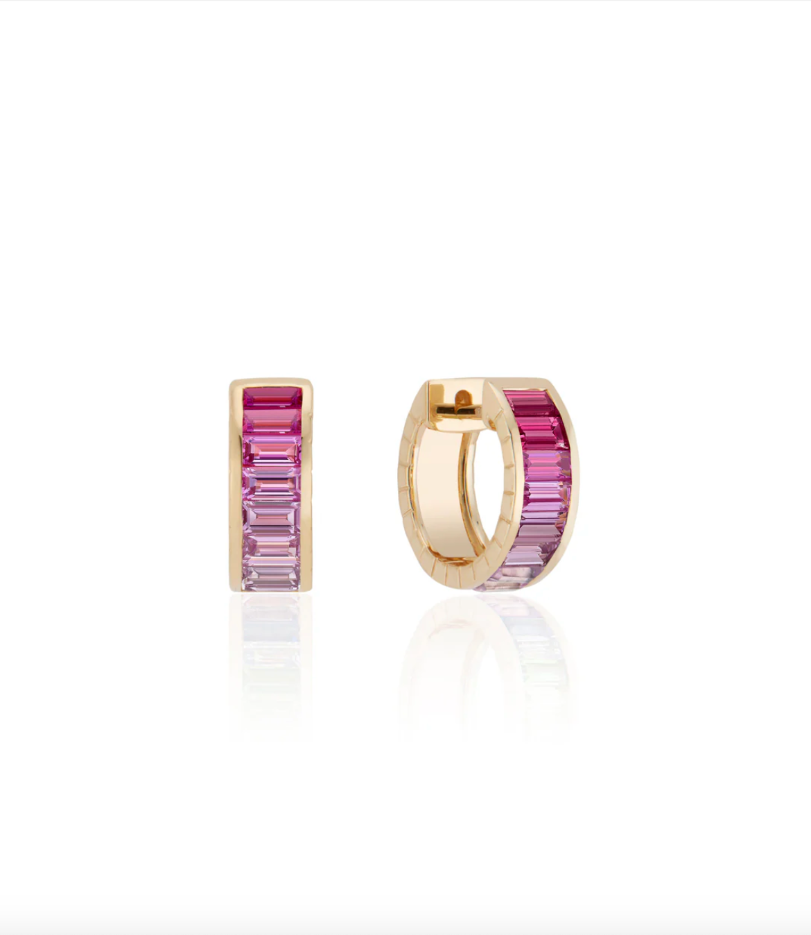 Voyage Intuition Pink Sapphire Ombre Baguette Huggies