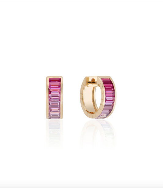 Voyage Intuition Pink Sapphire Ombre Baguette Huggies