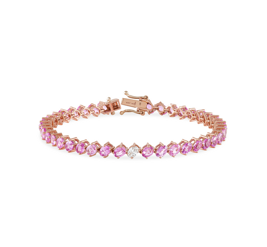 Pink sapphire oval bracelet