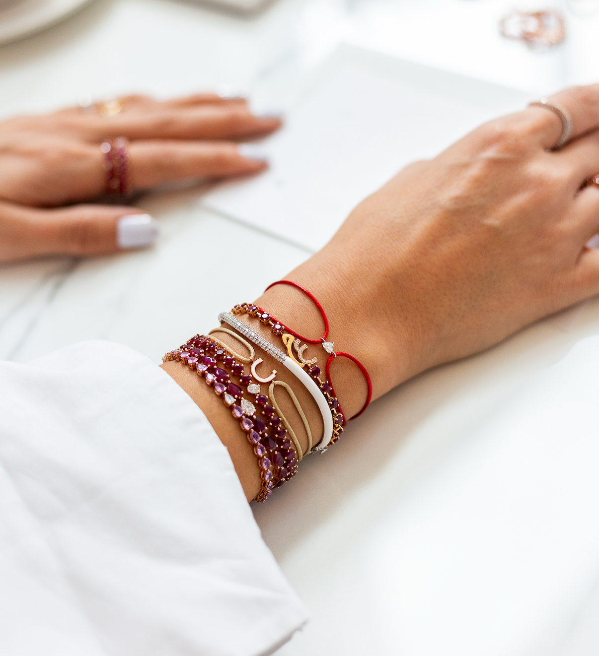 Pink sapphire oval bracelet