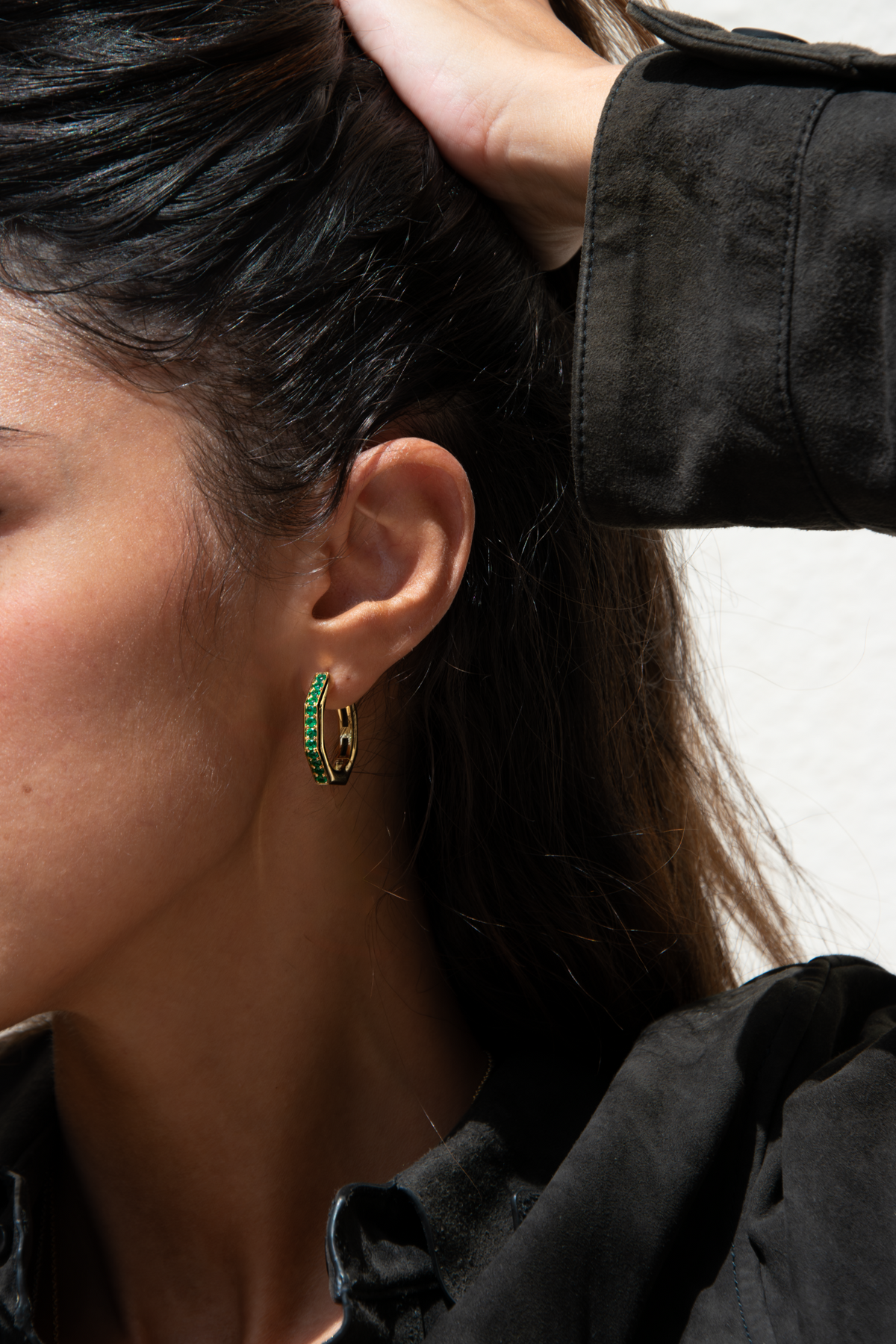 Bubble Emerald Hoops
