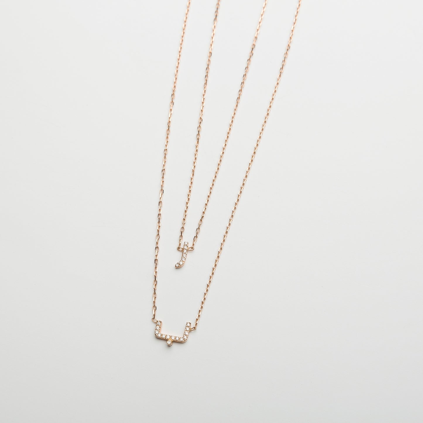 Double Layered Pavé Letters Necklace