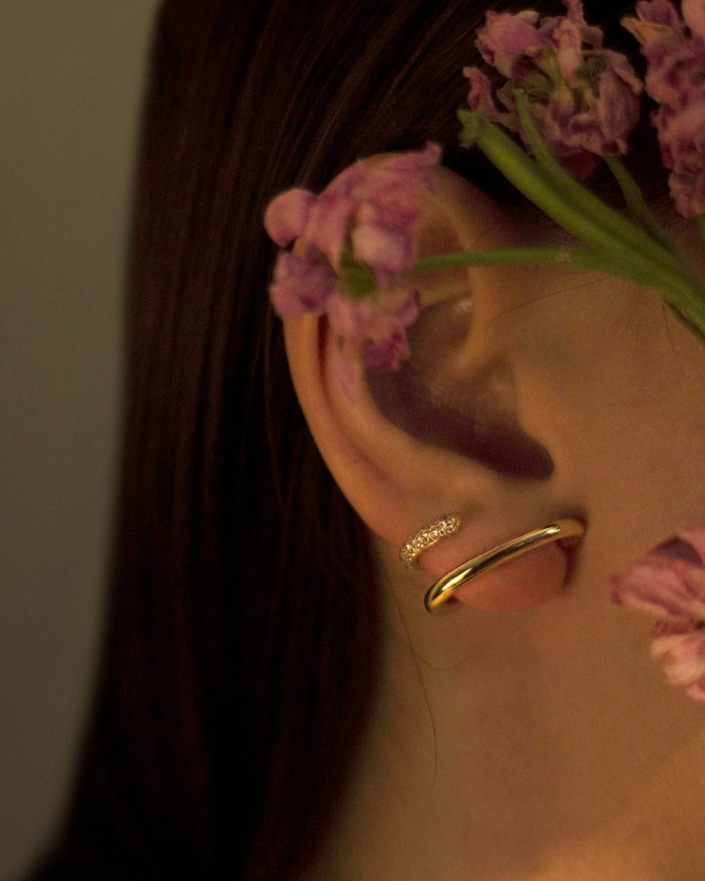 Mono Half Pavé Earring