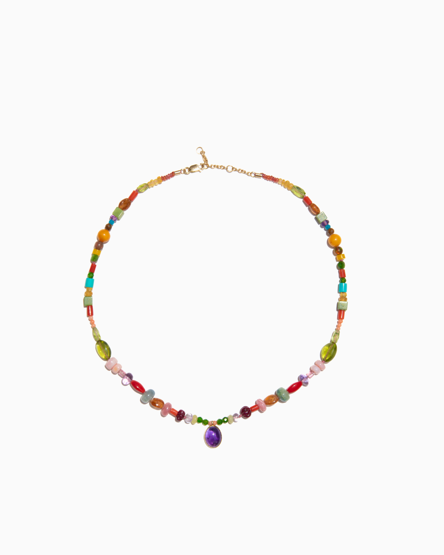 Unique Necklace with One Gemstone Drop