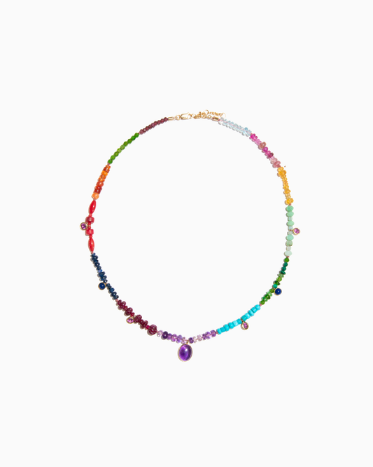 Unique Necklace with 7 Gemstone Drops