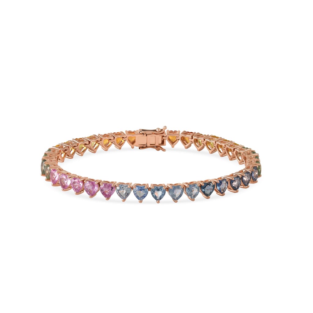 Multi Colored Heart Sapphire Bracelet