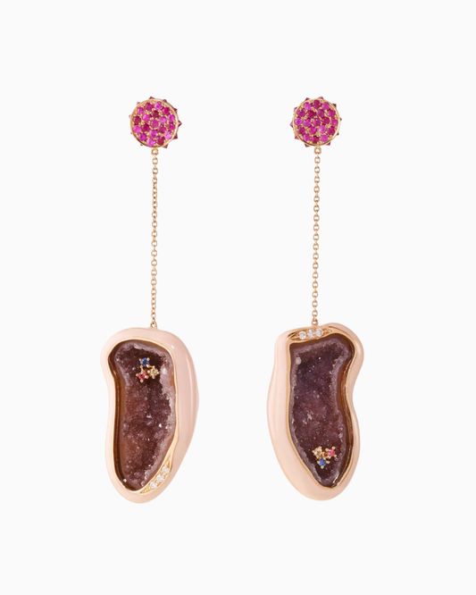 FLARE NUDE GEODE DANGLE EARRINGS