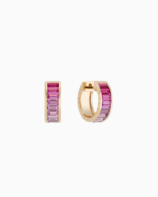 Voyage Intuition Pink Sapphire Ombre Baguette Huggies