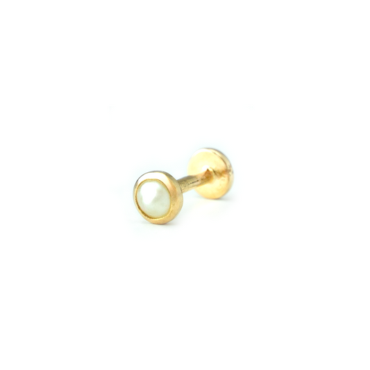 Bezel Pearl Stud