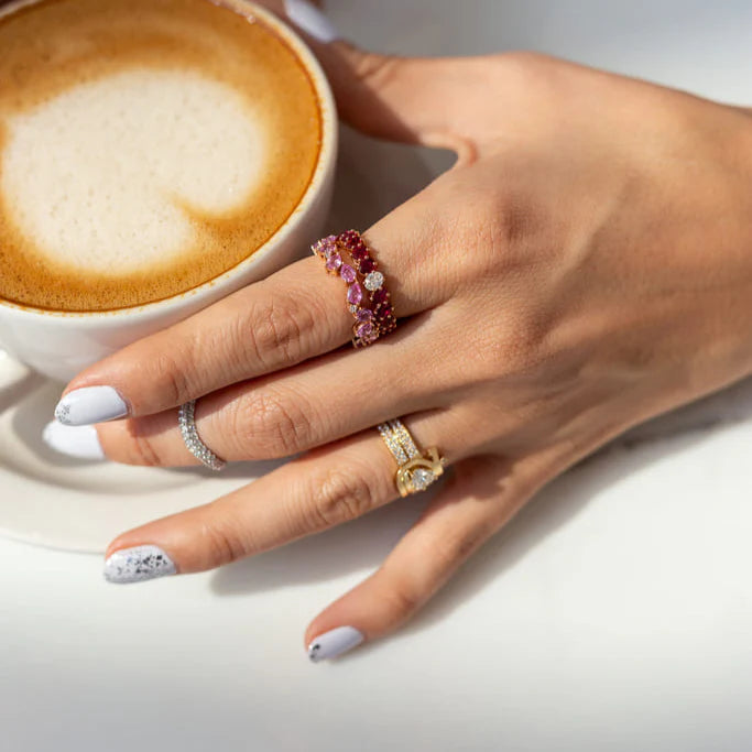 Zigzag Pear Pink Sapphires Ring