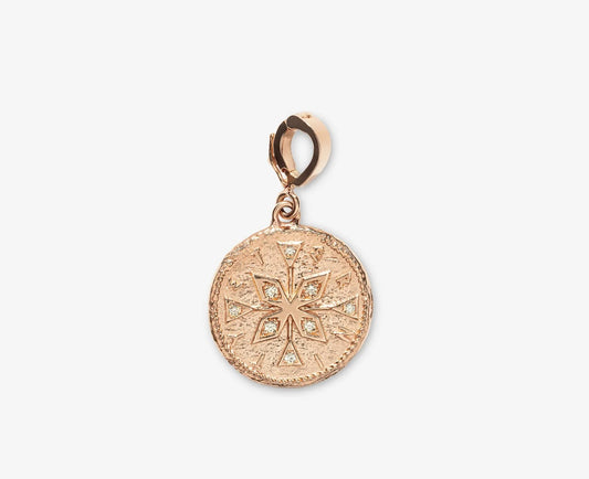 Compass Small Diamond Coin Charm