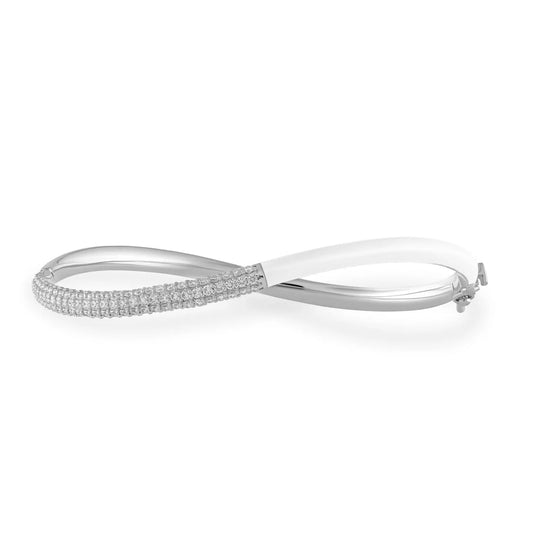 Femininity Infinity Bangle - White Enamel