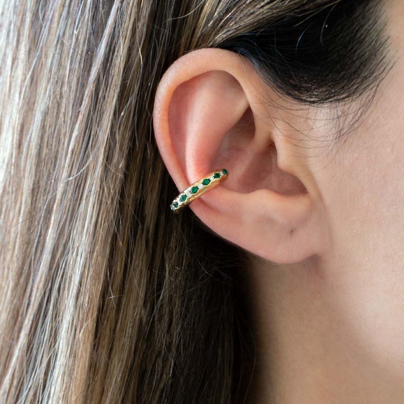 Emerald & Diamond Hula Mid Ear Cuff