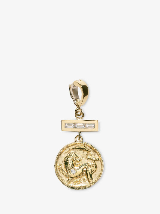 Lion and Dolphin Small Diamond Coin Charm