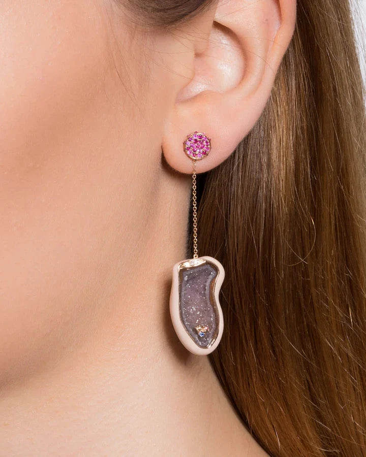 FLARE NUDE GEODE DANGLE EARRINGS