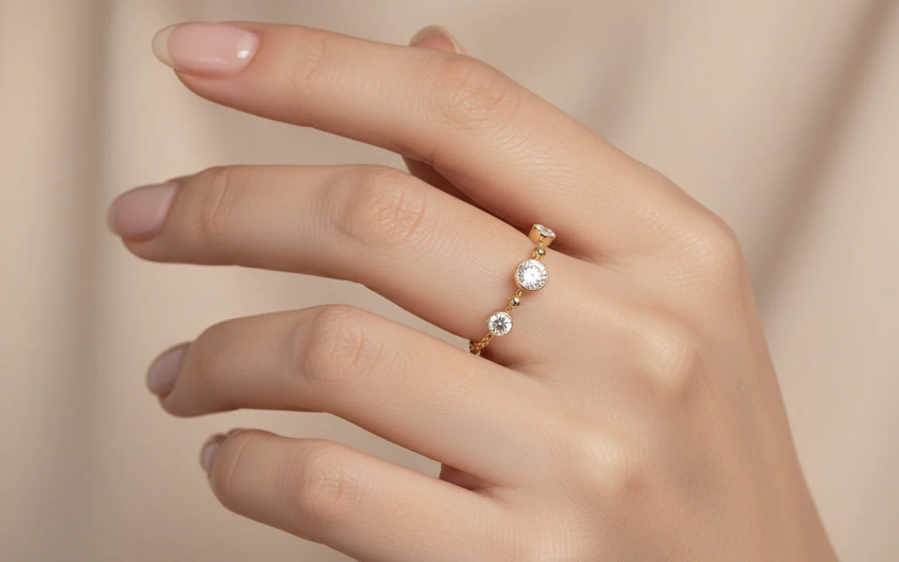 BEADED DIAMOND CHAIN RING