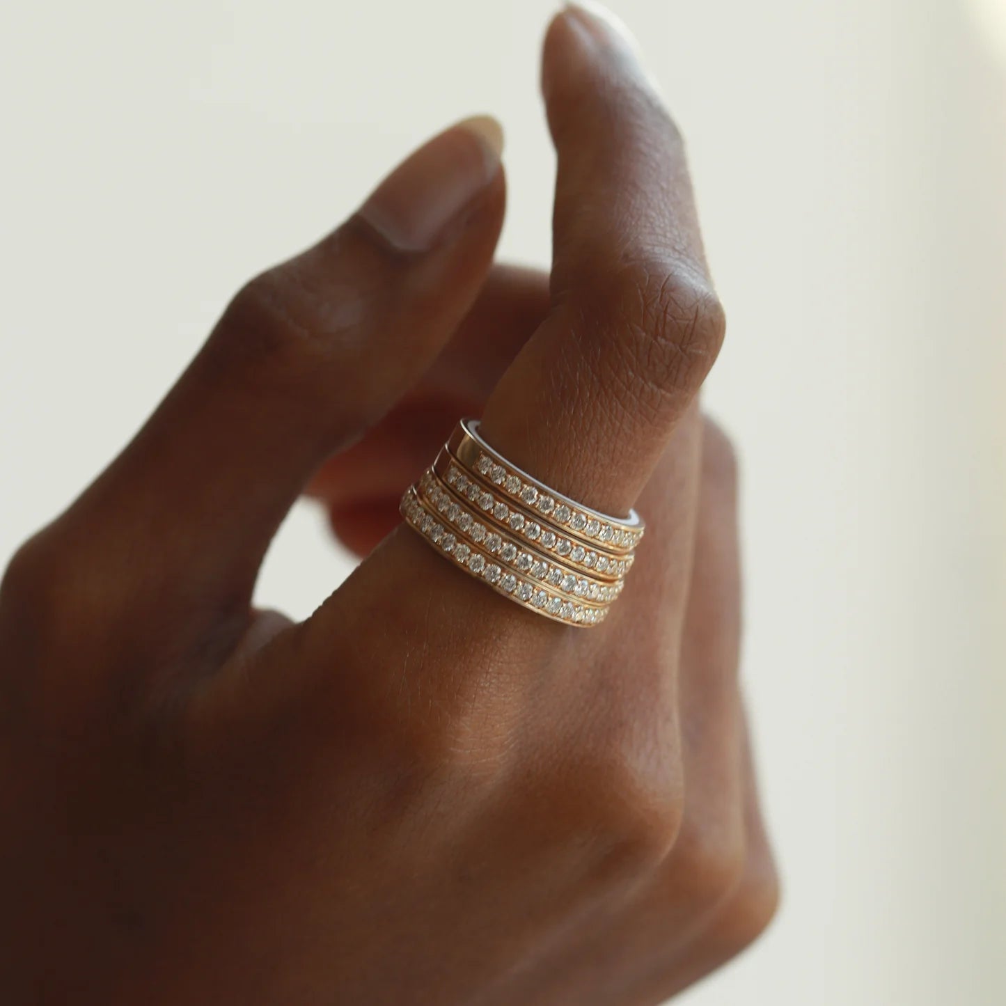 DIAMONDS & WHITE ENAMEL RING