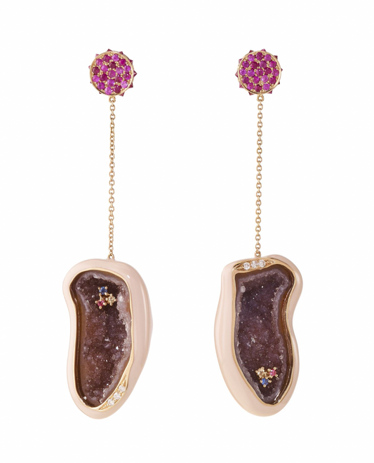 Flare Nude Geode Dangle Earrings