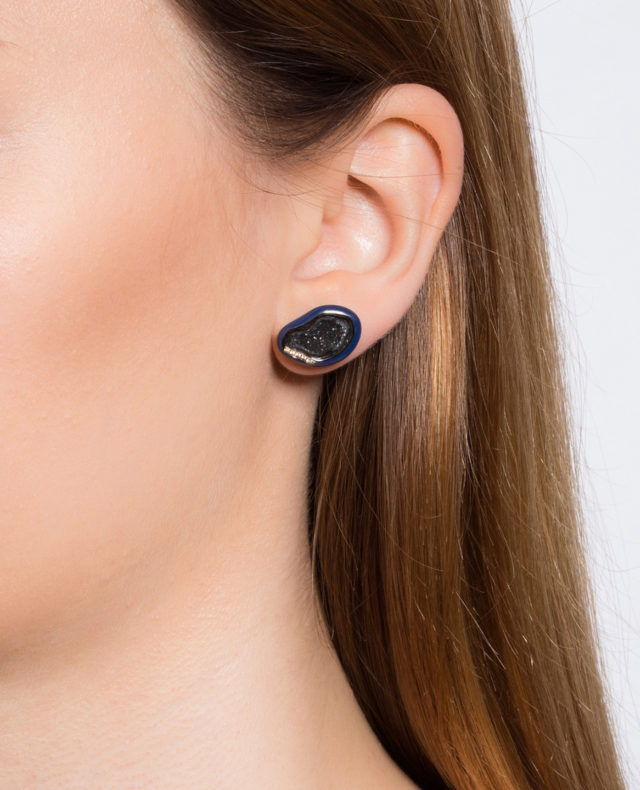 Midnight Enamel Geode Stud Earrings