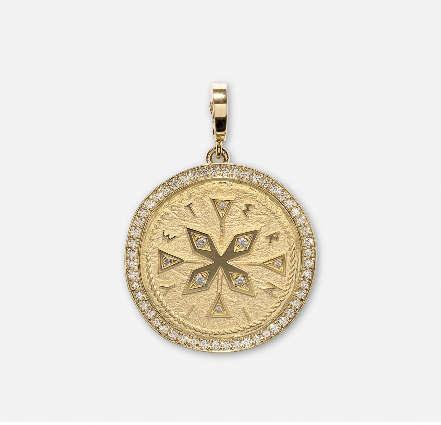 Compass Large Pave Coin Charm