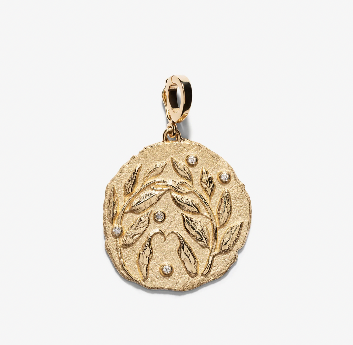 Olive Branch Large Coin with Diamonds