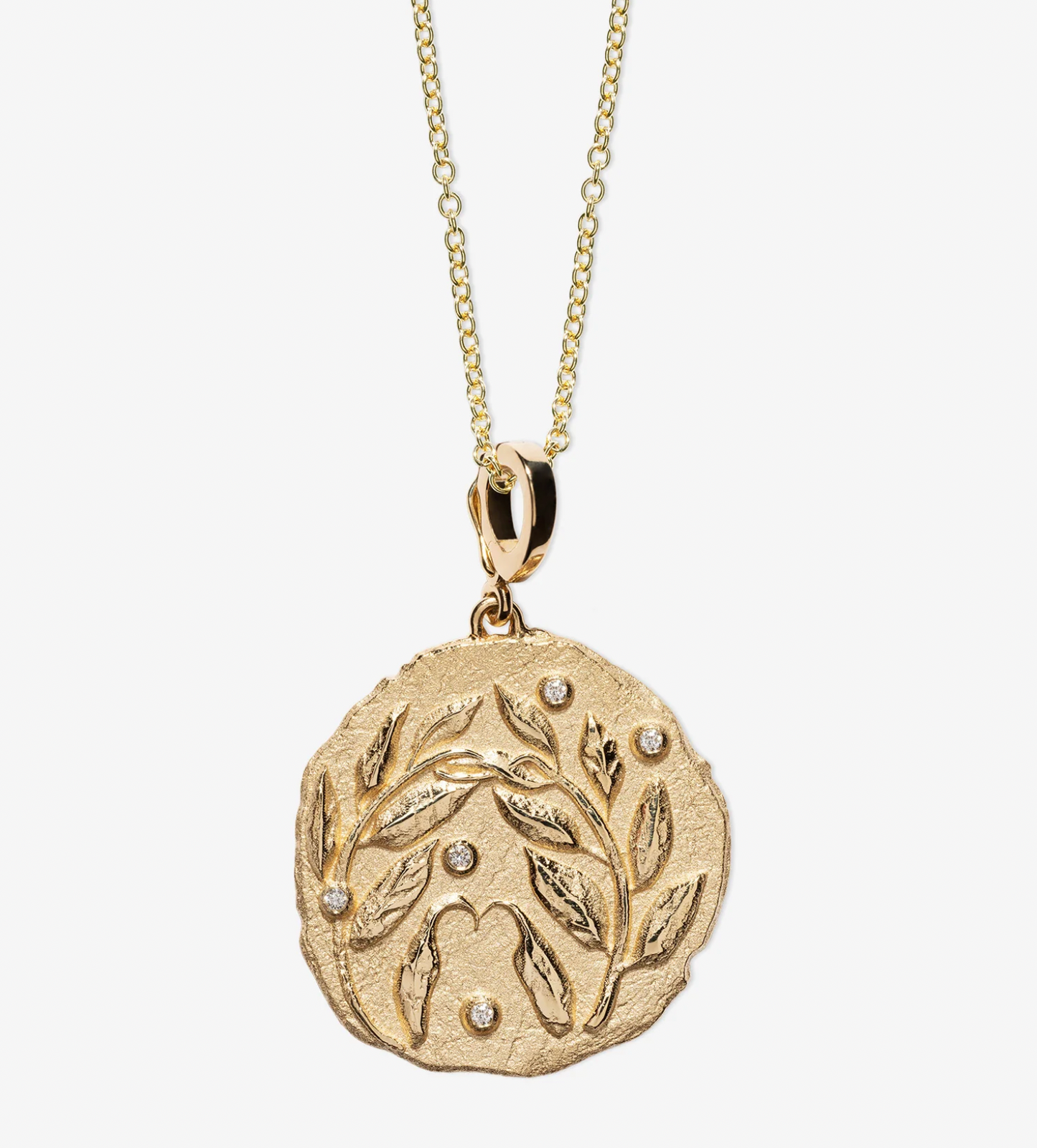 Olive Branch Large Coin with Diamonds