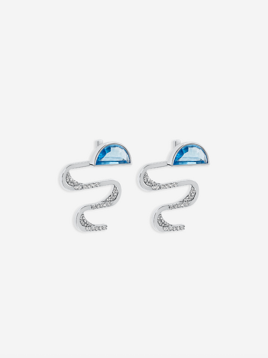 Sinking Sun Earrings - Gemstone Blue Topaz