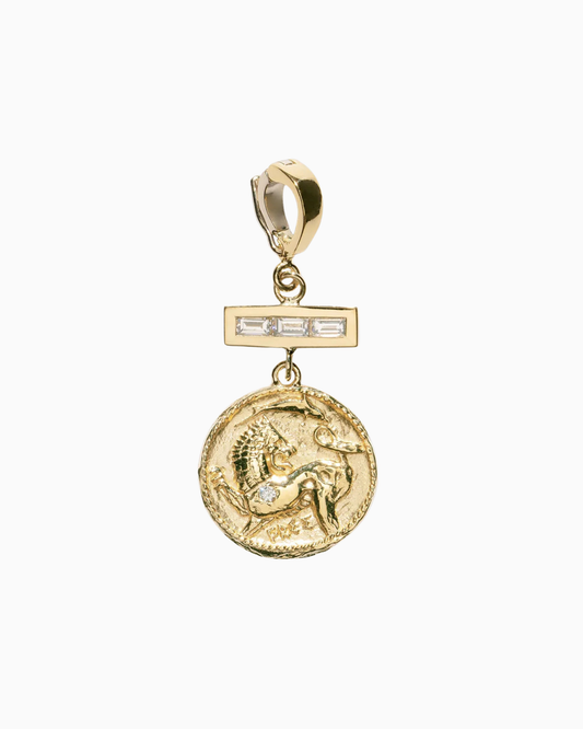 Lion and Dolphin Small Diamond Coin Charm