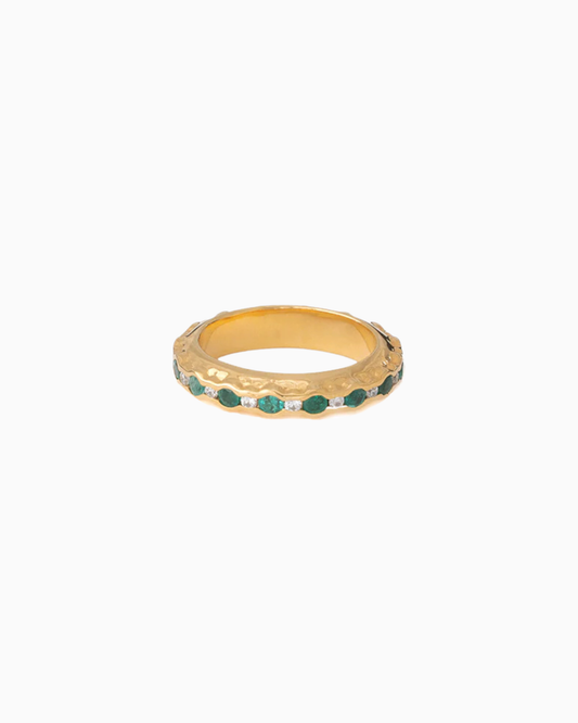 Emerald & Diamond Hula Pinky Ring