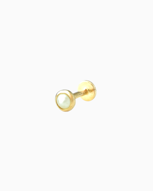 Bezel Pearl Stud